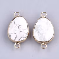 Guldfärgad connector howlite vit, 1 st