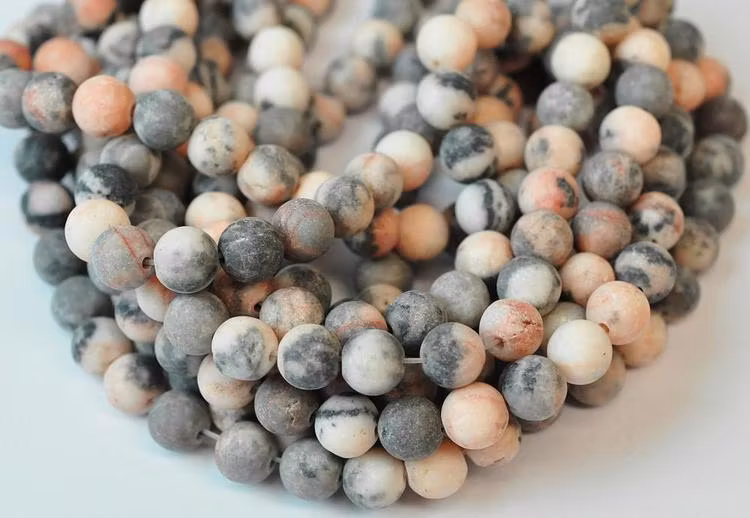 Frostad rosa zebra Jaspis 8 mm, 1 sträng