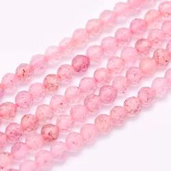 Facetterad jordgubbskvarts 3.5 mm, 1 sträng