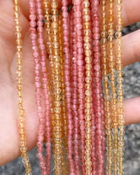 Facetterad jordgubbskvarts 3.5 mm, 1 sträng