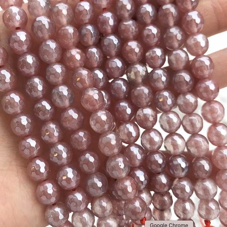 Facetterad körsbärskvarts 6 mm, 1 sträng