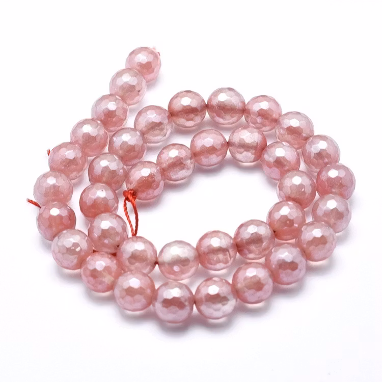 Facetterad körsbärskvarts 8 mm, 1 sträng