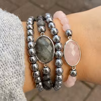 Antikfärgad connector labradorite, 1 st