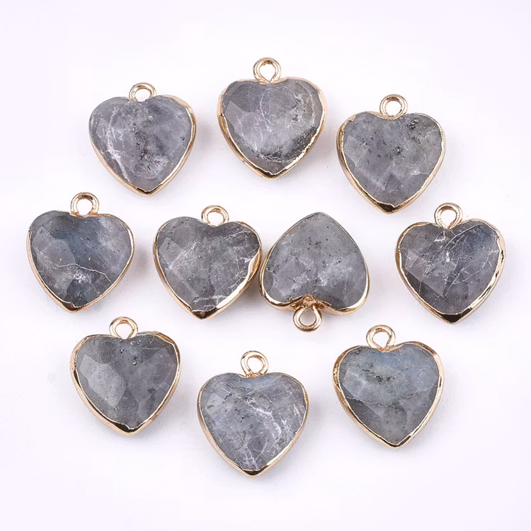 Guldfärgad berlock hjärta labradorite 2:a sort, 1 st