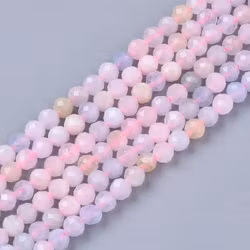 Facetterad morganit 3 mm, 1 sträng