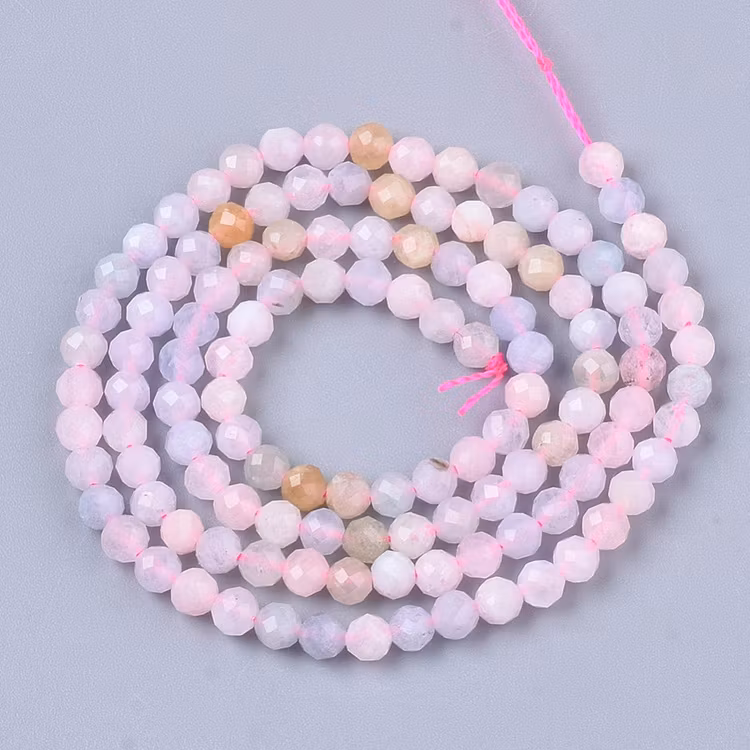 Facetterad morganit 3 mm, 1 sträng