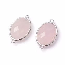 Antikfärgad connector rosenkvarts, 1 st