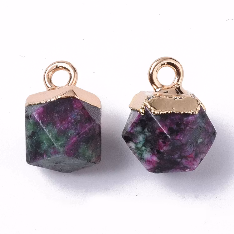 Guldfärgad facetterad berlock Ruby Zoisite, st