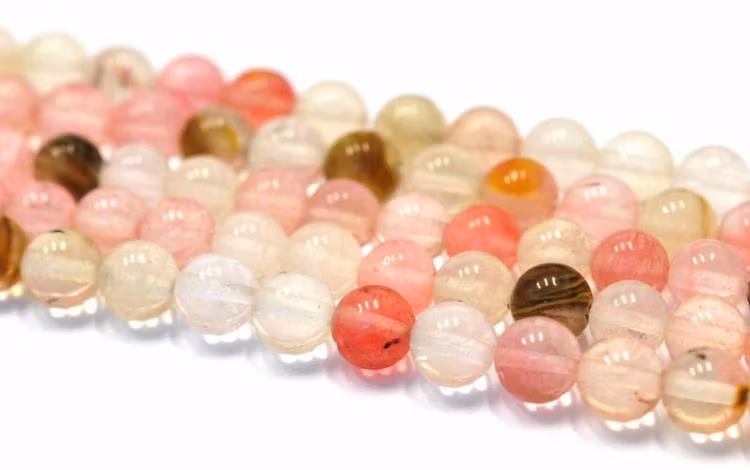 Watermelon kvarts rosamelerade 4 mm, 1 sträng