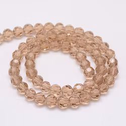 Faceted glass beads 6 mm beige/gold, 1 strand