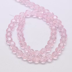 Facetterade glaspärlor 4 mm ljusrosa, 1 sträng