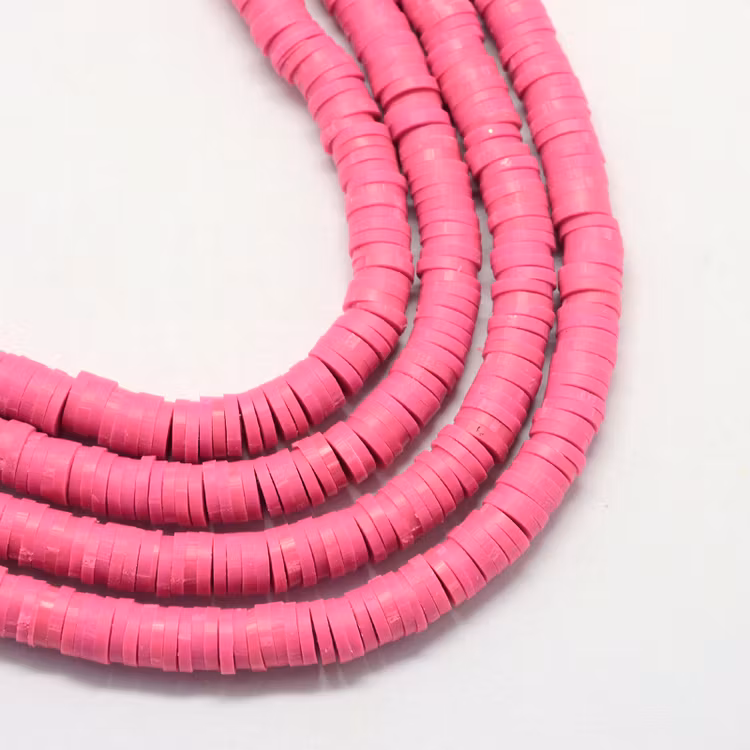 Heishi pärlor cerise, 1 sträng