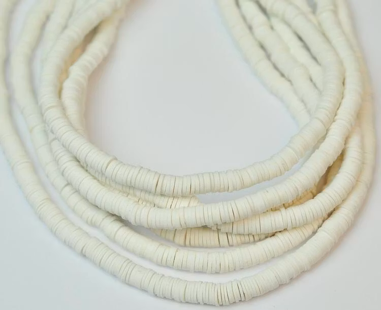 Heishi pärlor vit, 1 sträng