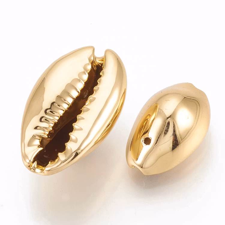 Guldfärgade snäckor med hål, 10 st