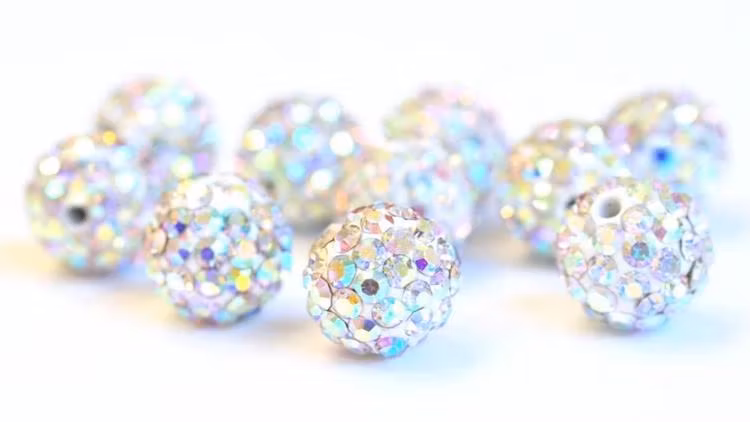 Strasskula 8 mm vit AB, 1 st