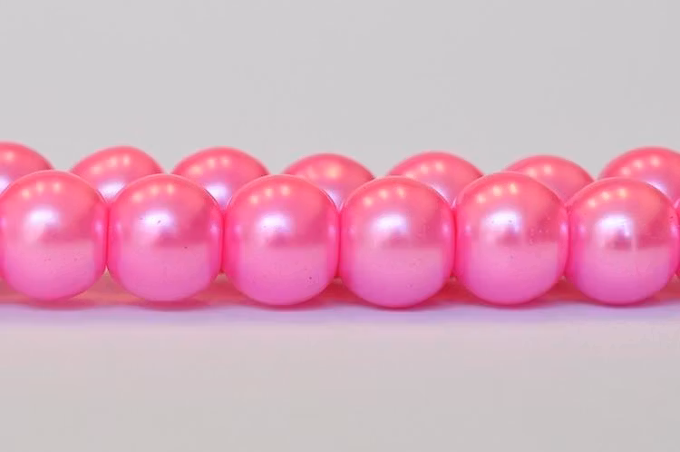 Vaxade glaspärlor 6 mm cerise, 1 sträng