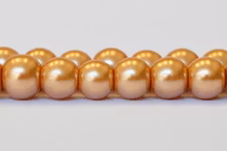 Vaxade glaspärlor 6 mm champagne, 1 sträng