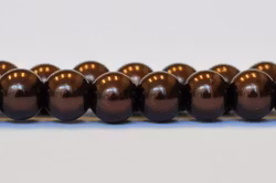 Vaxade glaspärlor 6 mm mörkbruna, 1 sträng