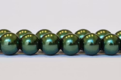 Vaxade glaspärlor 6 mm mörkgröna, 1 sträng