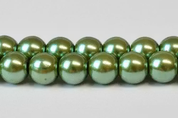 Vaxade glaspärlor 4 mm oliv, 1 sträng