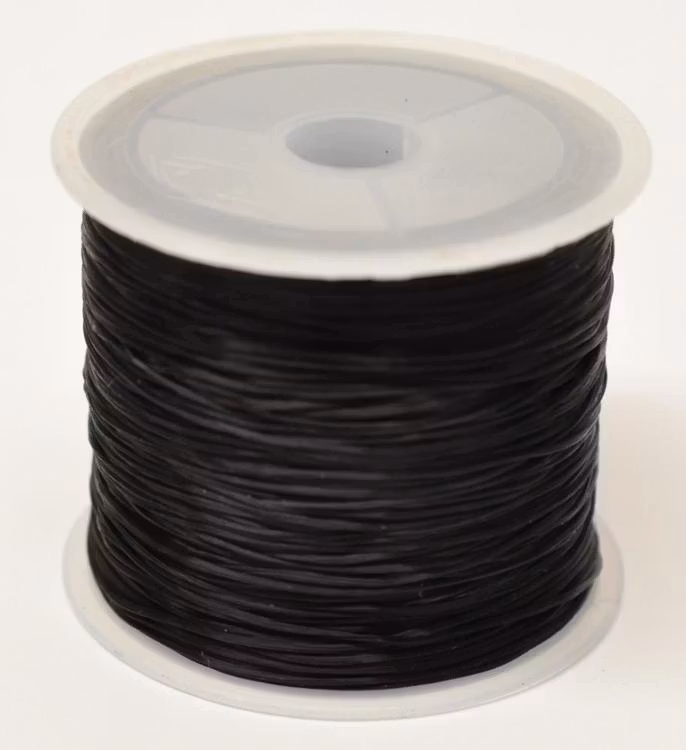 Svart elastisk flat tråd 0.8, 10 m
