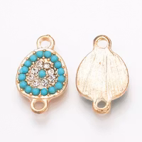 Ljust guldfärgad turkos connector strass, 1 st