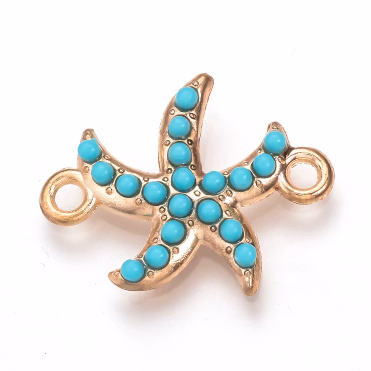 Ljust guldfärgad turkos connector sjöstjärna, 1 st