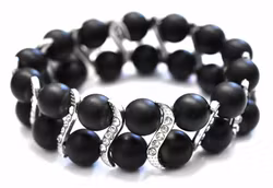 Antikfärgad smal mellandel med strass, 10 st