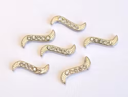 Antikfärgad smal mellandel med strass, 10 st