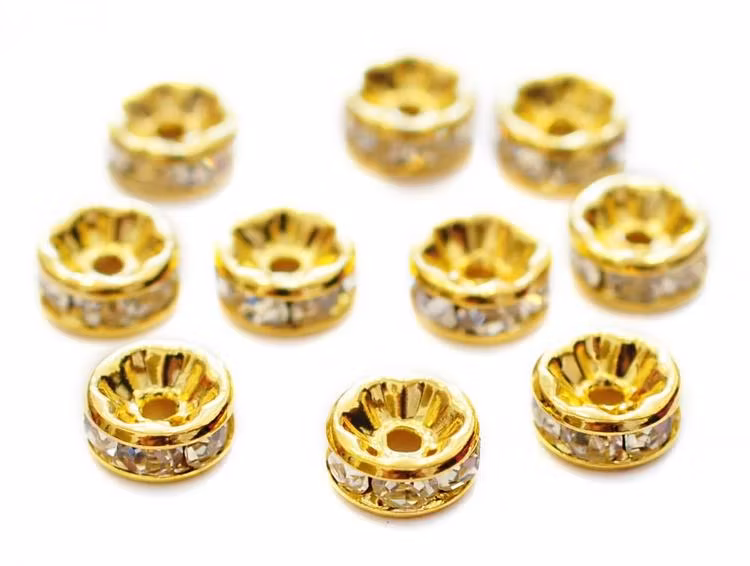 Guldfärgade strassrondeller 4 mm, 10 st