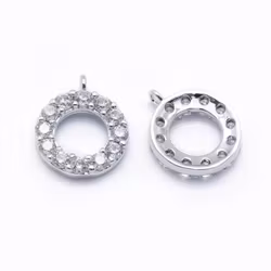 Antikfärgad berlock strassring med cubic zirconia, 1 st
