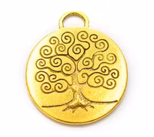 REA: Antikt guldfärgad stor berlock Livets träd, 10 st