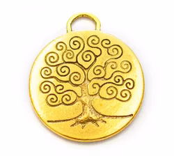 REA: Antikt guldfärgad stor berlock Livets träd, 10 st