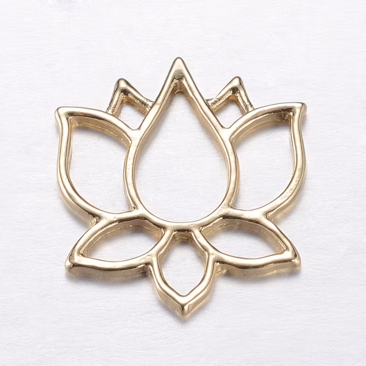 Guldfärgat hänge/connector lotus, 1 st