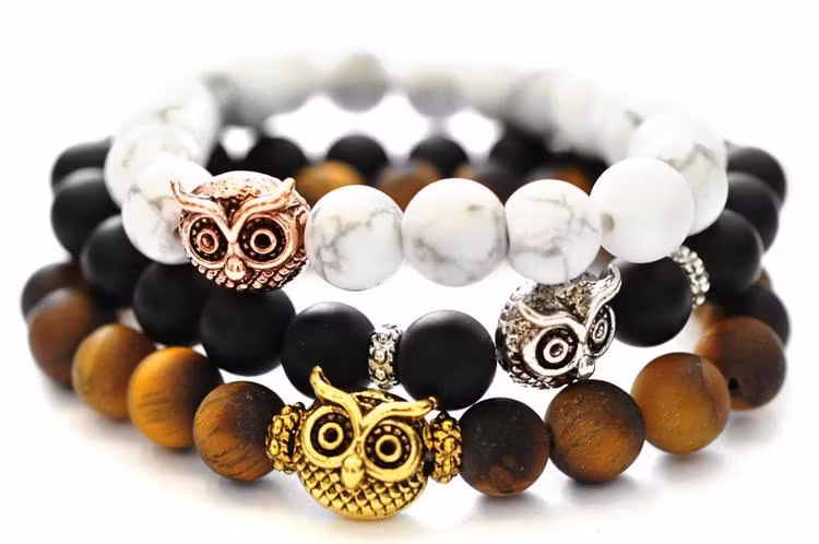 Antikfärgad pärla uggla, 10 st