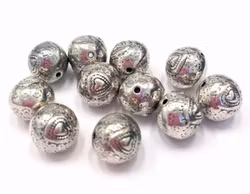 Antikfärgad pärla med hjärtan 10 mm, 10 st