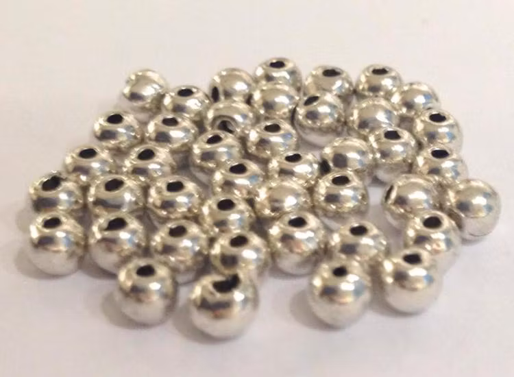 Antikfärgade metallpärlor 6 mm, ca 100 st