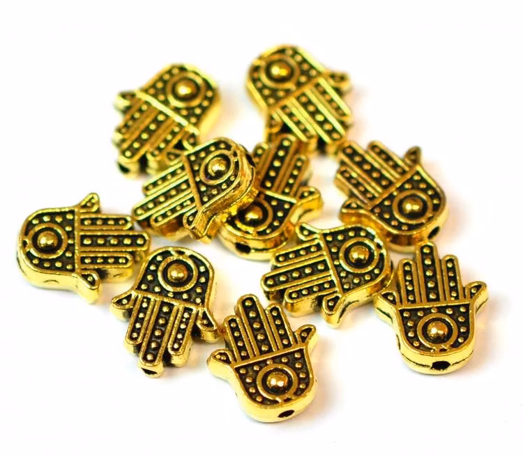 REA: Antikt guldfärgad liten hamsa hand, 10 st