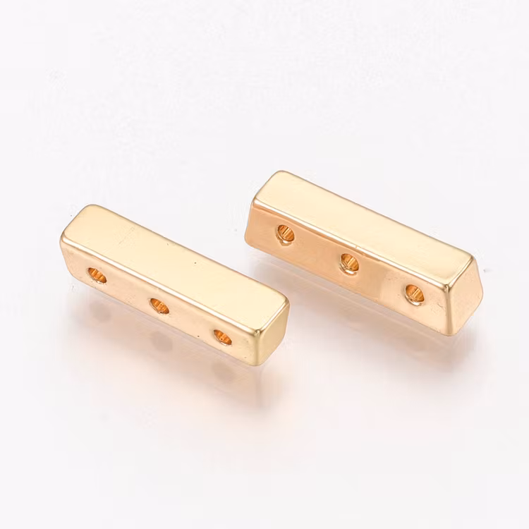 Guldfärgad slät mellandel 3 hål, 1 st