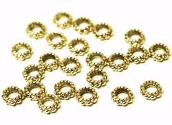 Antikt guldfärgade mellandelar dots, ca 50 st