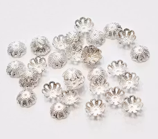 Silverfärgade pärlhattar 8 mm filigran, ca 50 st