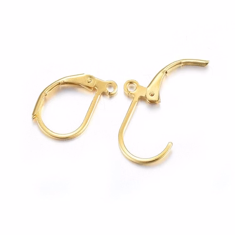 Guldfärgat kirurgiskt stål brisyrer med 24k guldplätering, 10 st