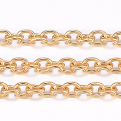 Guldfärgat kirurgiskt stål kedja 2.5x2 mm med PVD plätering, 1 m