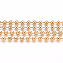 Guldfärgat rostfritt stål kulkedja 1.5 mm med PVD plätering, 1 m