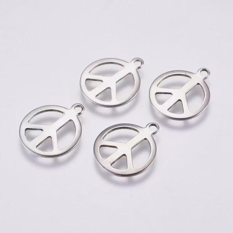 Rostfritt stål berlock peace, 10 st