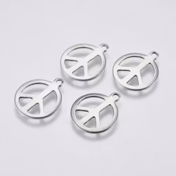 Rostfritt stål berlock peace, 10 st