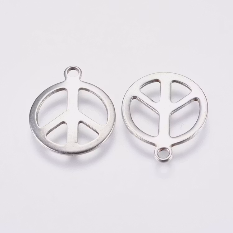 Rostfritt stål berlock peace, 10 st