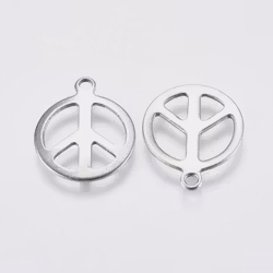 Rostfritt stål berlock peace, 10 st