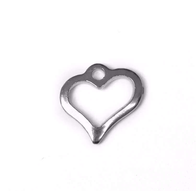 Rostfritt stål berlock siluetthjärta, 10 st