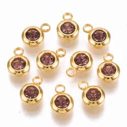 Guldfärgat rostfritt stål berlock liten lila, 1 st